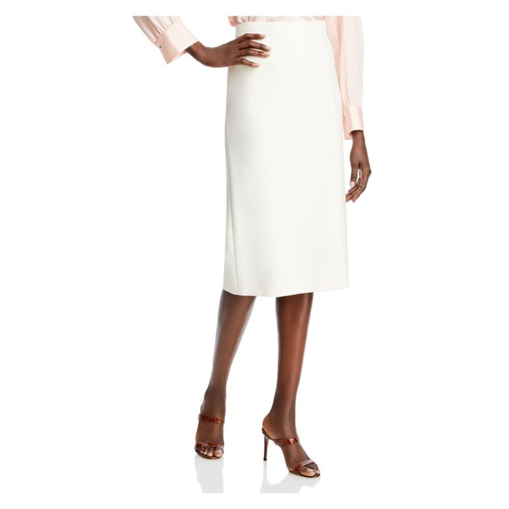 BOSS Womens Ivory Lined Slim-fit Below The Knee Wear To Work Pencil Skirt 2